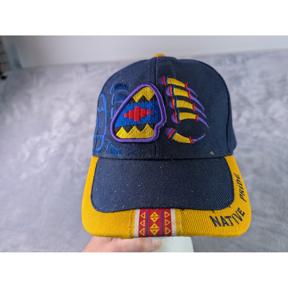 Golden Lion Native Pride Baseball Cap Navy Blue Yellow Embroidered Hat One Size